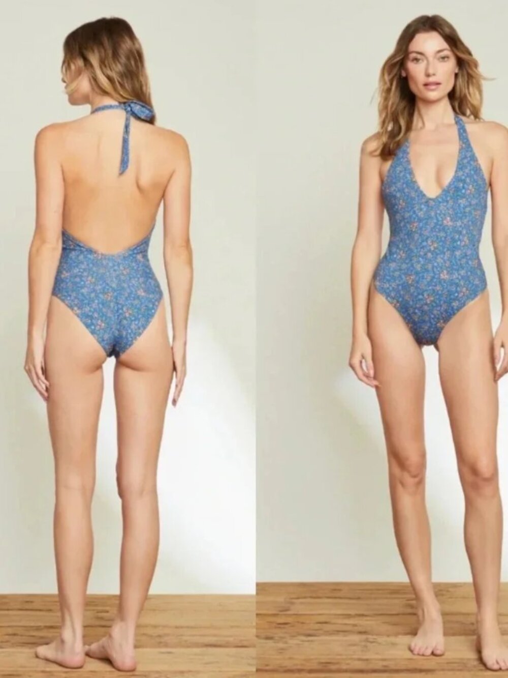 NWT Veronica Beard Salis One Piece Swimsuit in Nottingham Blue Size Large